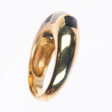 sz7.5 retro 14k yellow gold onyx/shell size 7.5 women's ring zebra stripes
