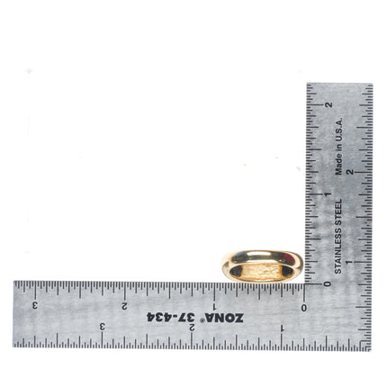 sz7.5 retro 14k yellow gold onyx/shell size 7.5 women's ring zebra stripes