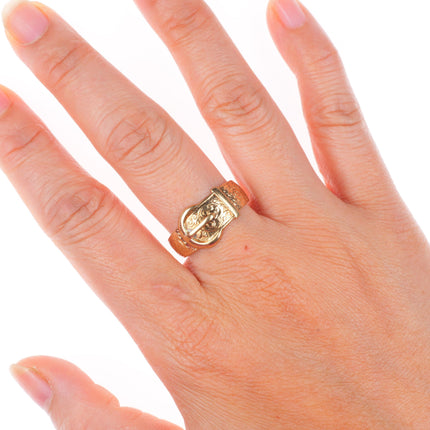 sz11 Antique 9k gold 9 carat buckle style band men's ring
