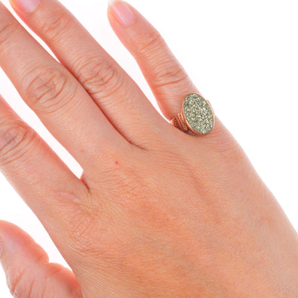 sz5 Antique 10k rose gold druzy pyrite victorian size 5 women's ring