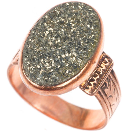 sz5 Antique 10k rose gold druzy pyrite victorian size 5 women's ring