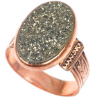 sz5 Antique 10k rose gold druzy pyrite victorian size 5 women's ring