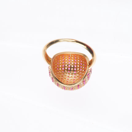 sz6.5 retro 14k yellow gold, diamond, ruby dome top size 6.5 woman's ring