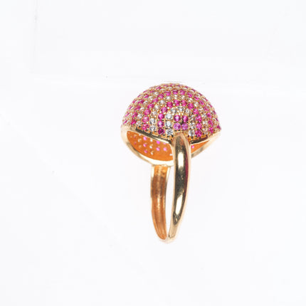 sz6.5 retro 14k yellow gold, diamond, ruby dome top size 6.5 woman's ring