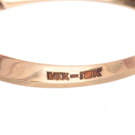 sz6 Antique 14k yellow gold 18k white gold diamond solitaire size 6 women's ring