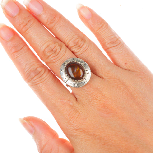 sz6.5 vintage southwestern sterling silver fire agate size 6.5 ring
