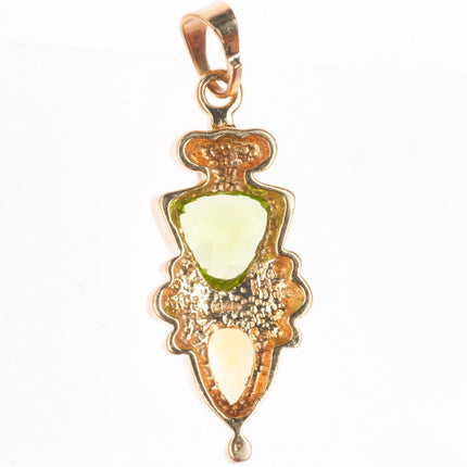 14k yellow gold citrine and peridot necklace pendant