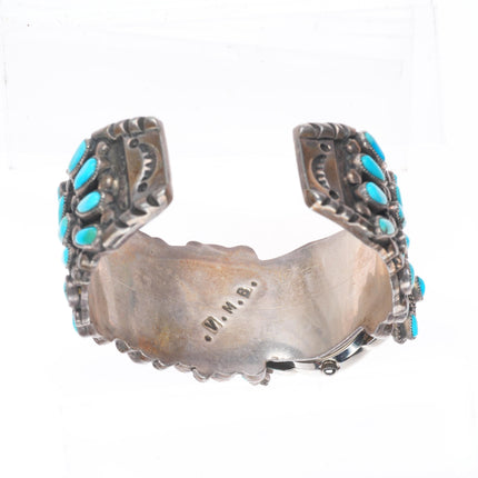 6" Valentino-Matilda Banteah Zuni vintage turquoise cluster watch cuff bracelet