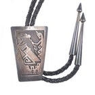 vintage Eddie Scott Jr Hopi overlay kachina face sterling silver bolo tie
