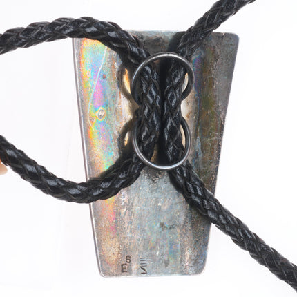 vintage Eddie Scott Jr Hopi overlay kachina face sterling silver bolo tie