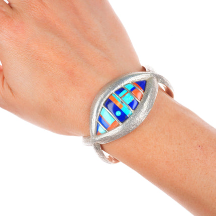 6" Philander Begay Navajo Tufa Cast sterling silver cobblestone cuff bracelet