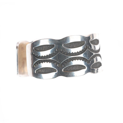 6.6" Vintage Navajo deep stamped sterling silver sturdy cuff bracelet