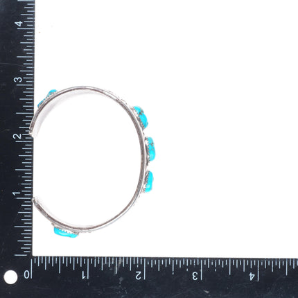 6.6" Vintage Navajo brutalist sterling silver cuff bracelet with turquoise