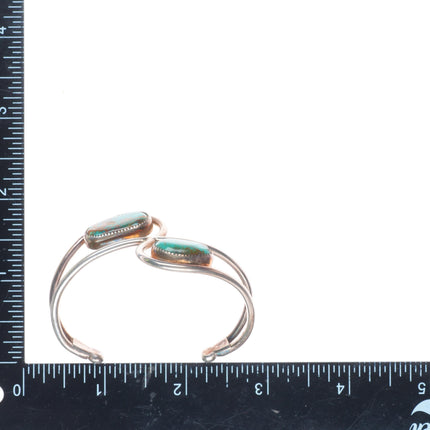 6" Vintage Navajo sterling silver Royston turquoise abstract cuff bracelet