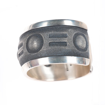 6" Dakota Willie Navajo tufa cast sterling silver geometric cuff bracelet