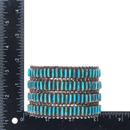 6.8" J.M. Begay Navajo  sterling silver needlepoint turquoise cuff bracelet