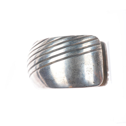 7.1" KJ Navajo sterling silver domed chiseled cuff bracelet