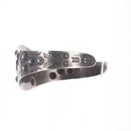 6.4" 1940's Vintage Fred Harvey sterling silver thunderbird cuff bracelet