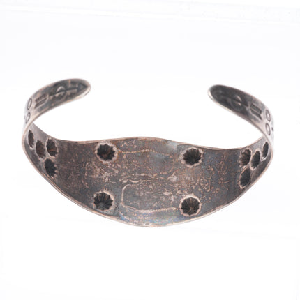 6.4" 1940's Vintage Fred Harvey sterling silver thunderbird cuff bracelet