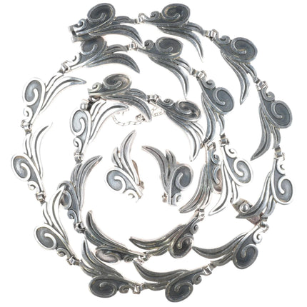 Melesio Villareal Taxco Vintage Sterling silver Necklace, Bracelet, and earrings