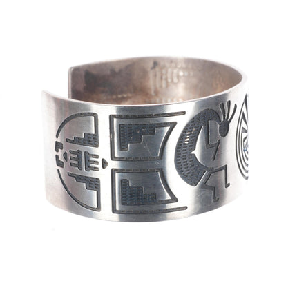 8" Vintage Navajo sterling silver Man in the Maze Kokopelli cuff bracelet