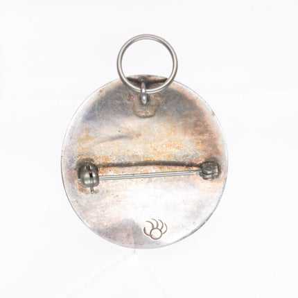 Vintage Hopi overlay bear pendant/pin-brooch sterling silver