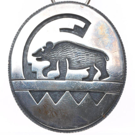 Vintage Hopi overlay bear pendant/pin-brooch sterling silver