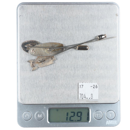 3 Vintage Hopi Overlay stickpins sterling silver various artists