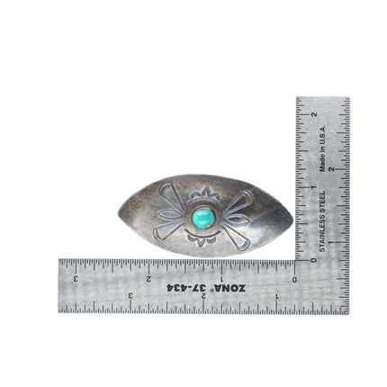30's-40's Vintage Navajo snake eye turquoise stamped sterling silver pin/brooch