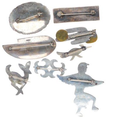 Vintage Navajo sterling silver, turquoise, figural brooch/pin lot collection