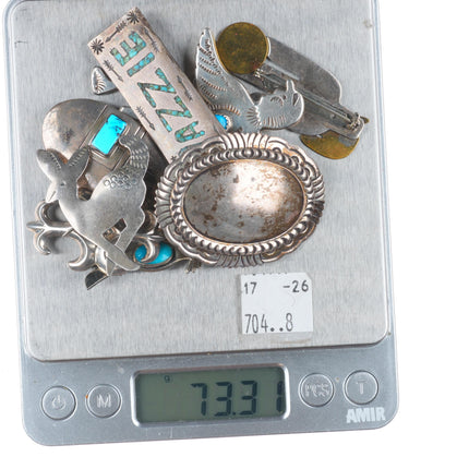 Vintage Navajo sterling silver, turquoise, figural brooch/pin lot collection
