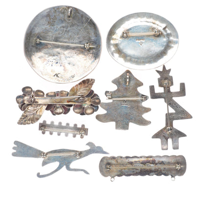 Vintage Navajo sterling silver turquoise, figural/cast brooch/pin lot collection
