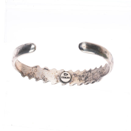 6" Navajo Rocking Horse Ranch slanted ribbed sterling silver cuff bracelet