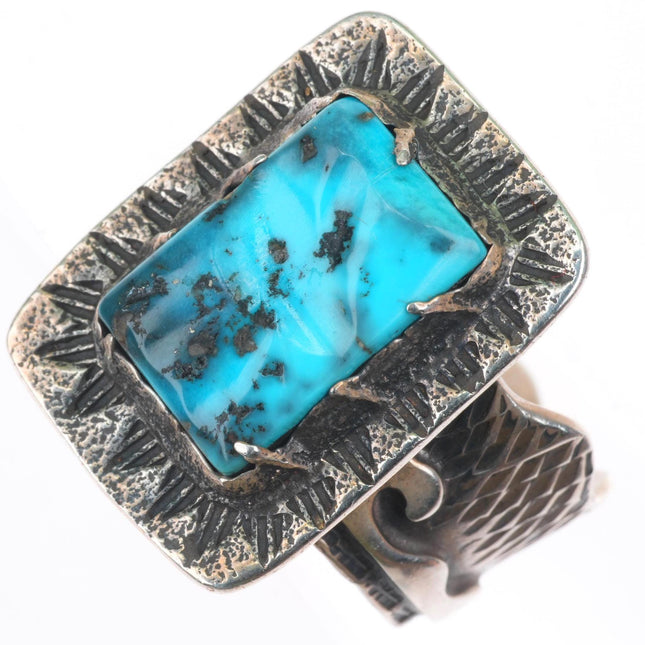 sz14 Jonah Hill/Lomayoosi Designs Hopi sterling silver ring with nice turquoise