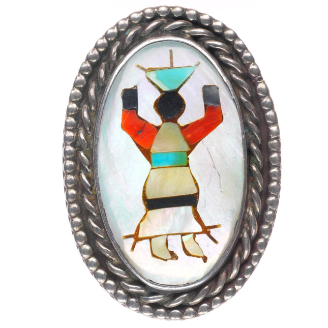 sz7 Roland Hogan Begay Navajo sterling silver Ghan Dancer kachina ring