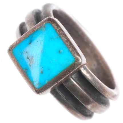 sz7 Phil Chambless southwestern sterling silver size 7 ring with nice turquoise