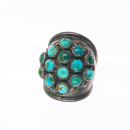 sz6 vintage Navajo snake eye turquoise cluster sterling silver knuckle ring