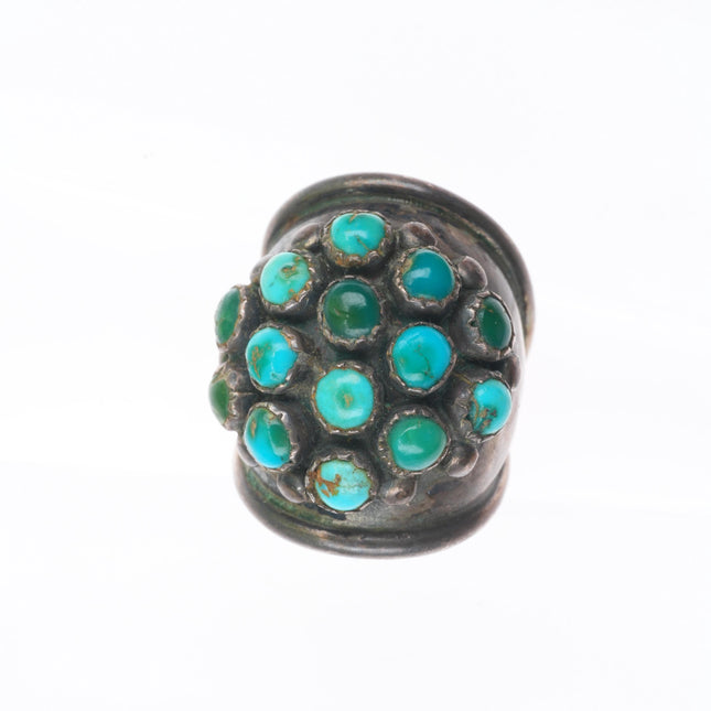 sz6 vintage Navajo snake eye turquoise cluster sterling silver knuckle ring
