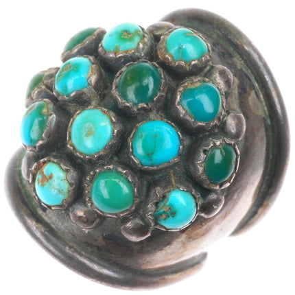 sz6 vintage Navajo snake eye turquoise cluster sterling silver knuckle ring
