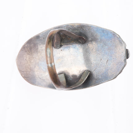 sz10 big vintage Navajo sterling silver long turquoise size 10 ring