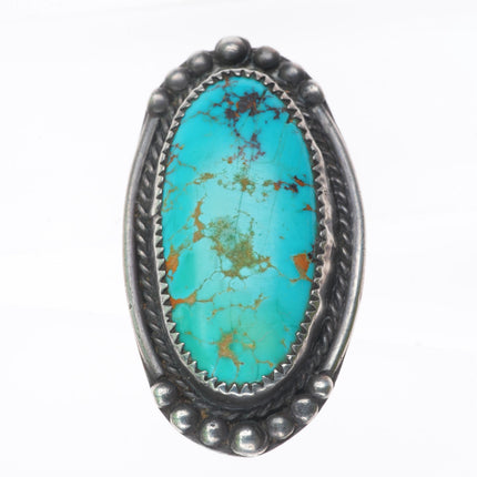 sz10 big vintage Navajo sterling silver long turquoise size 10 ring