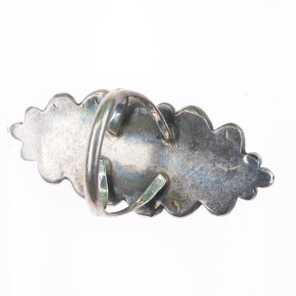 sz7 vintage Zuni sterling silver, turquoise, shell, jet long ring