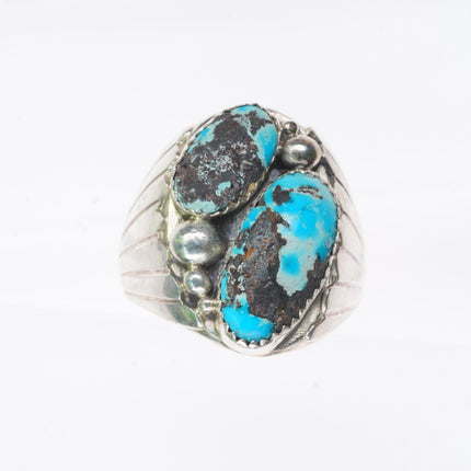 sz11 vintage Navajo sterling silver men's ring with turquoise size 11