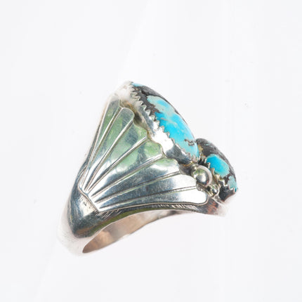 sz11 vintage Navajo sterling silver men's ring with turquoise size 11