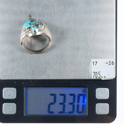 sz11 vintage Navajo sterling silver men's ring with turquoise size 11