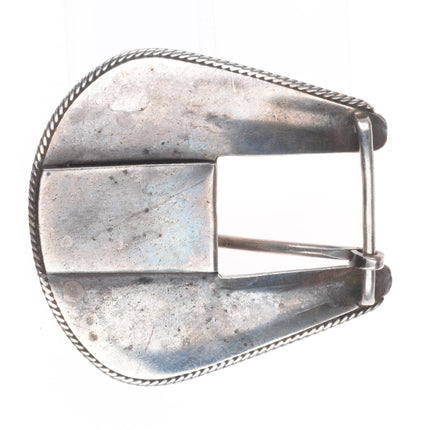 Heavy vintage Navajo sterling silver turquoise nugget ranger belt buckle set