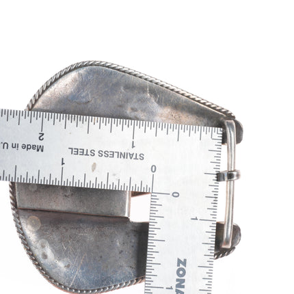 Heavy vintage Navajo sterling silver turquoise nugget ranger belt buckle set