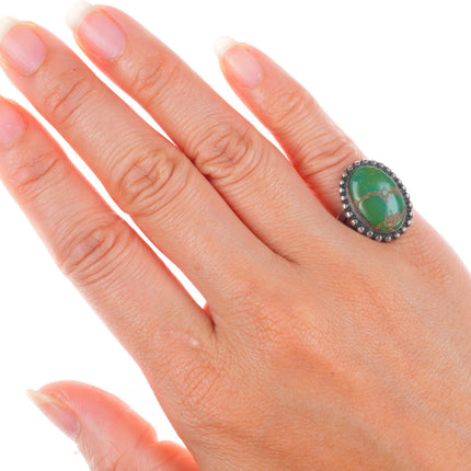 sz4.5 vintage Navajo sterling silver Cerrillios turquoise bead rim size 4.5 ring