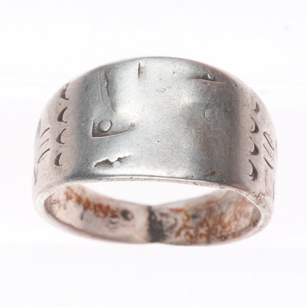 sz6 Antique Navajo ingot silver heavily worn/loved band ring size 6