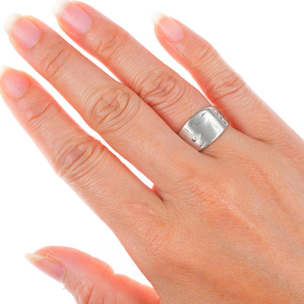 sz6 Antique Navajo ingot silver heavily worn/loved band ring size 6